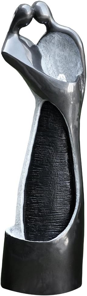 Dehner Couple Garden Fountain with LED Lighting Approx. 117.5 x 27 x 36 cm, polyresin, grey