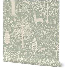 Spoonflower Woodland Animals - Pre-Pasted Removable Wallpaper