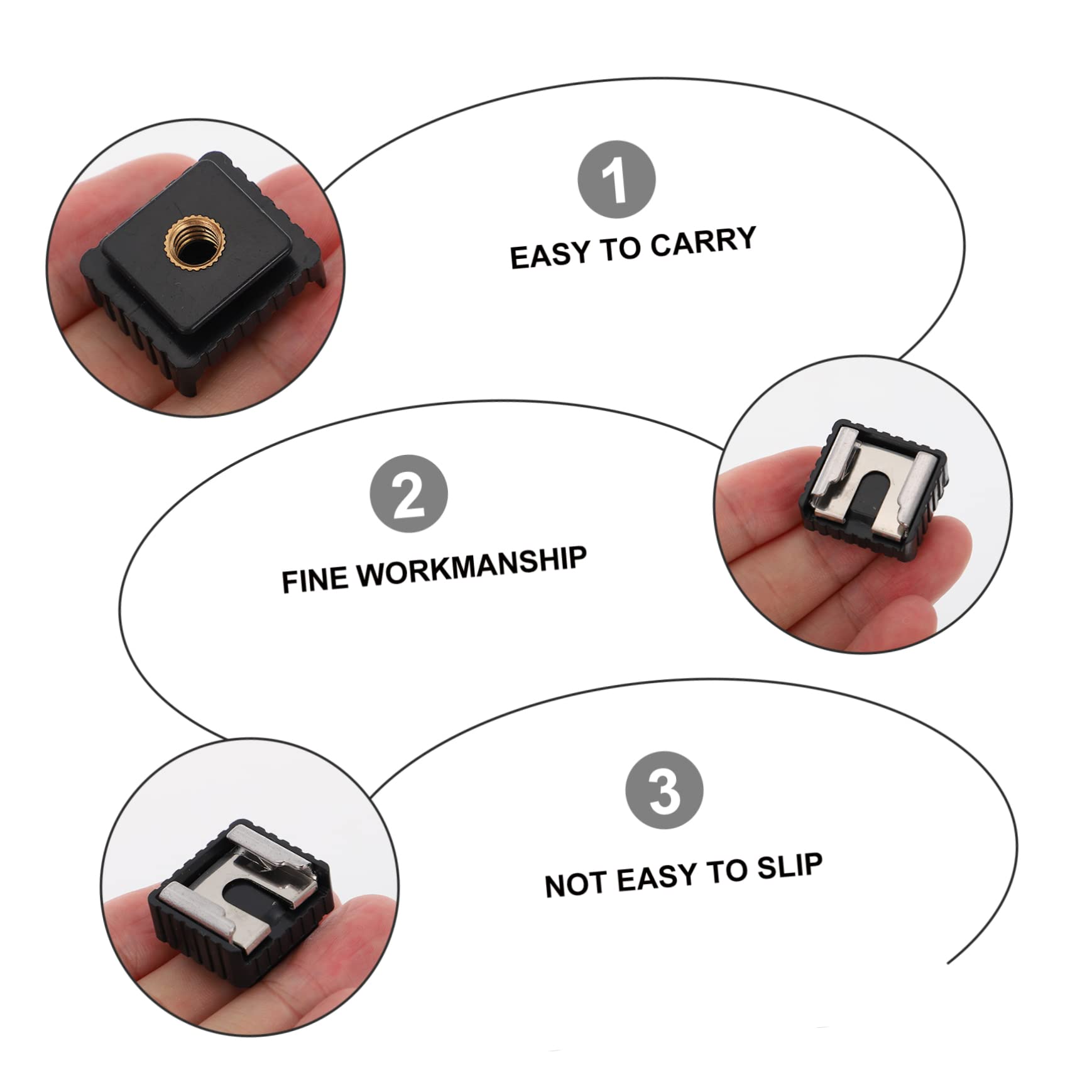 KICHOUSE 4pcs Hot Shoe Mount Flash Stand Adapter 1/4 Inch Screw for Camera Light Mounting Sturdy Abs Iron Construction