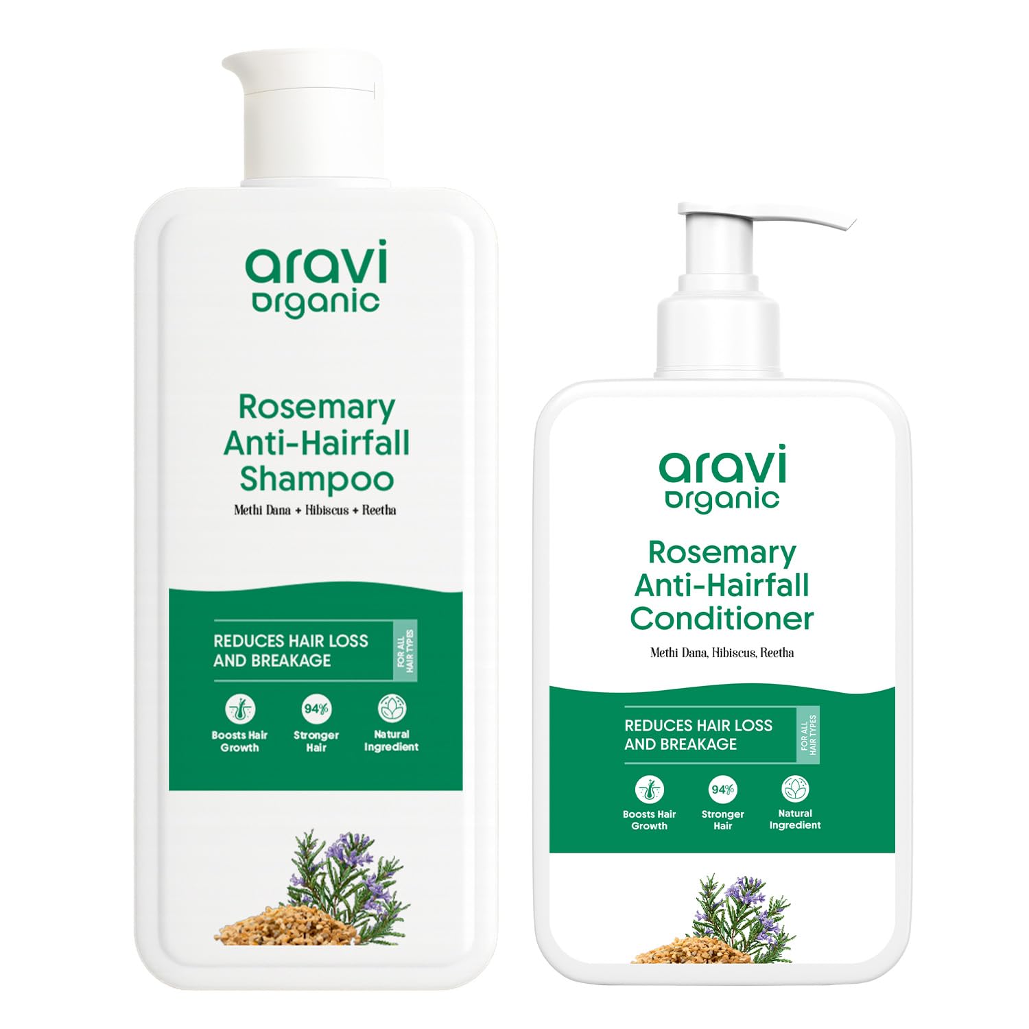 Aravi Organic Anti-Hairfall & Hair Growth Solution | Rosemary Shampoo & Conditioner Combo | Sulphate-Free Formula with DHT Blocker for Stronger, Healthier| For Men & Women | Pack Of 2-picture-40
