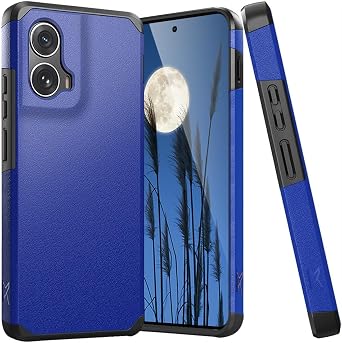 TJS Compatible for Motorola Moto Edge 5G 2024 Case, Dual Layer Hybrid Magnetic Support Shockproof Heavy Duty Phone Case Cover for Motorola Moto Edge 5G 2024 Blue