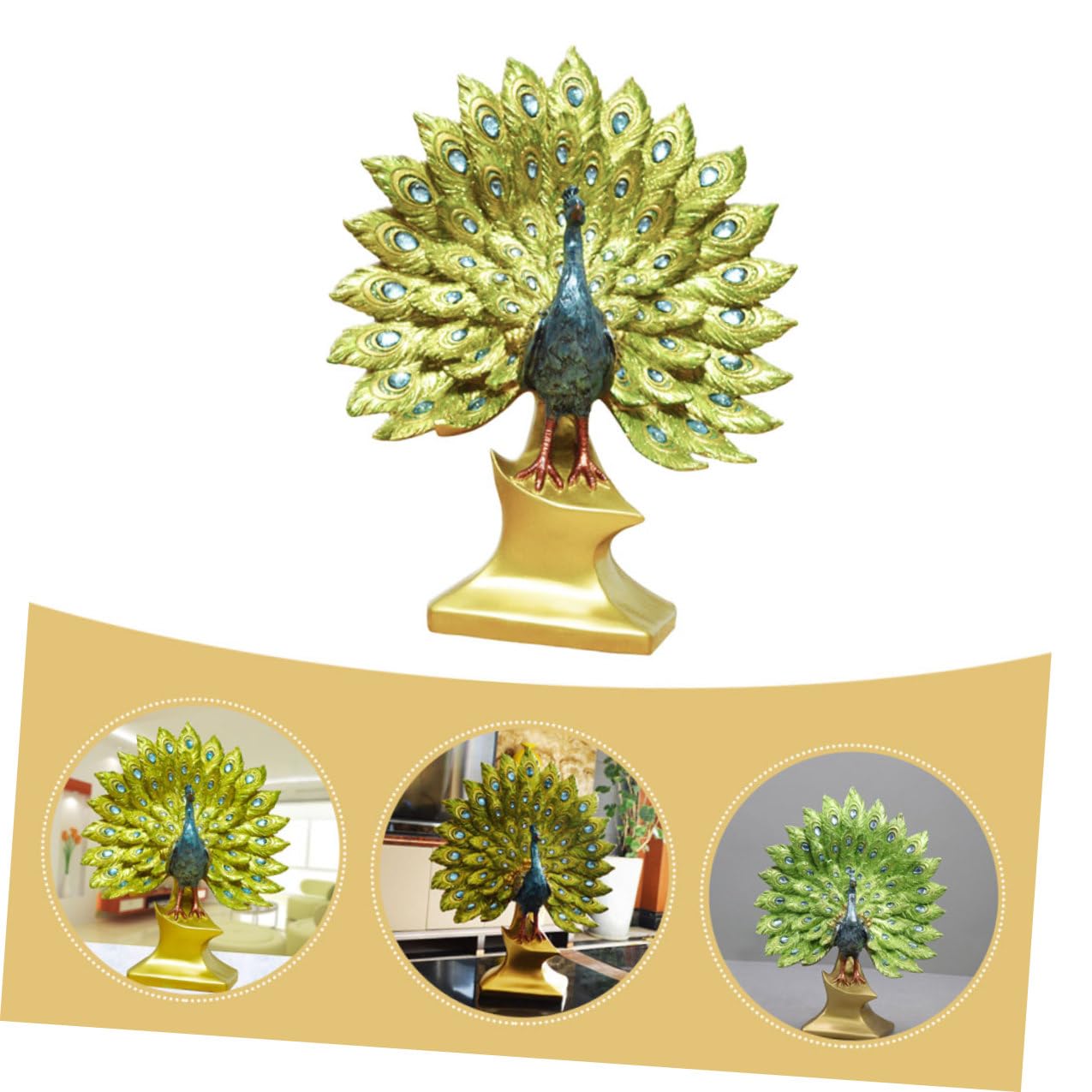 NUOBESTY Dekorative Pfauenfigur aus Bruchfestem Kunstharz Mittelgroße Tischdekoration mit Stabilem Stand Elegante Wohndeko für Wohnzimmer und Hochzeit