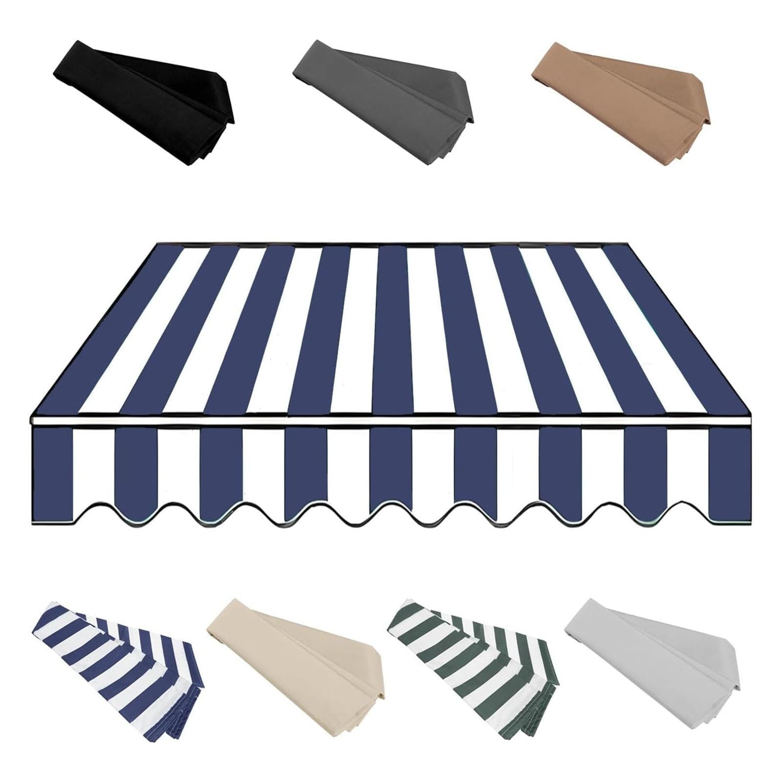 2m 2.5m 3m 3.6m 4m 5m Garden Awning Replacement Fabric Top Cover Front Valance,Awning Fabric Replacement Window Awning Cover(Blue,13x8ft/400x250cm) โ image 1