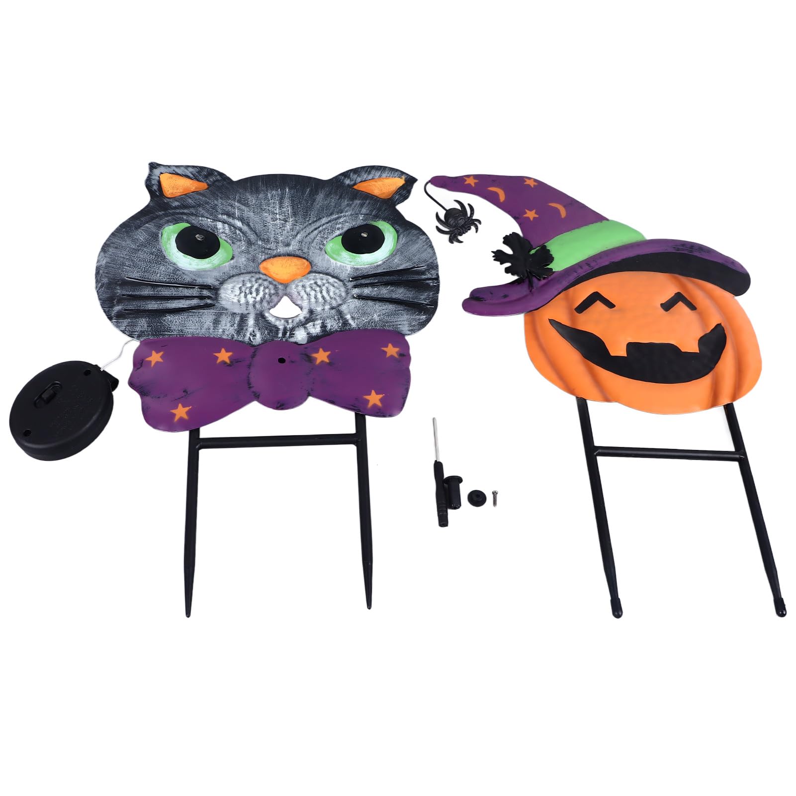 Piquets de citrouille en forme de chat Pilipane pour déco pelouse et patio