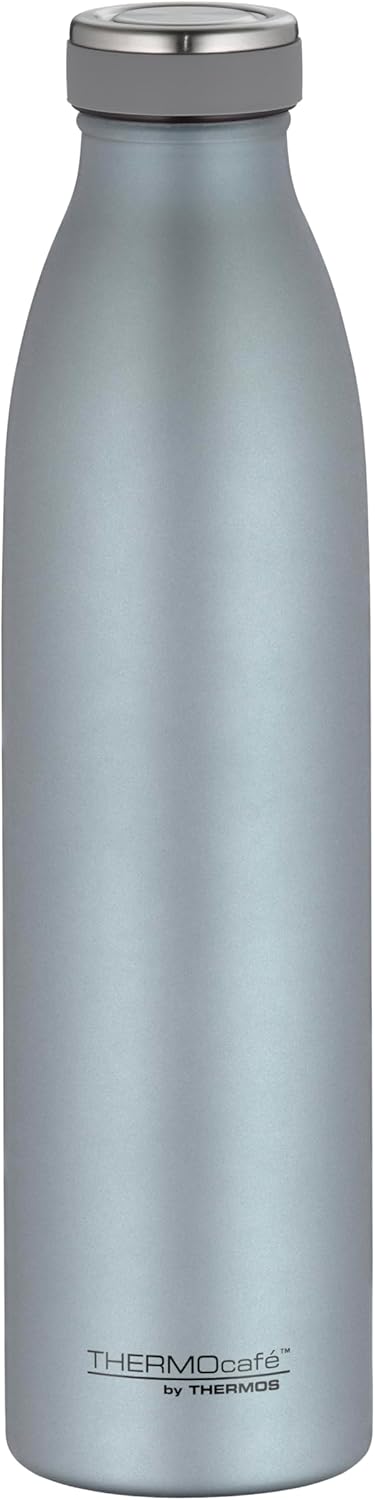 THERMOcafé by THERMOS TC Bottle Ice Blue Mat 1.00 L, Stainless Steel Vacuum Flask, Carbonated Proof, 12 Hours Hot 24 Hours Cold, Leak-Proof, for School, On The Go and Office