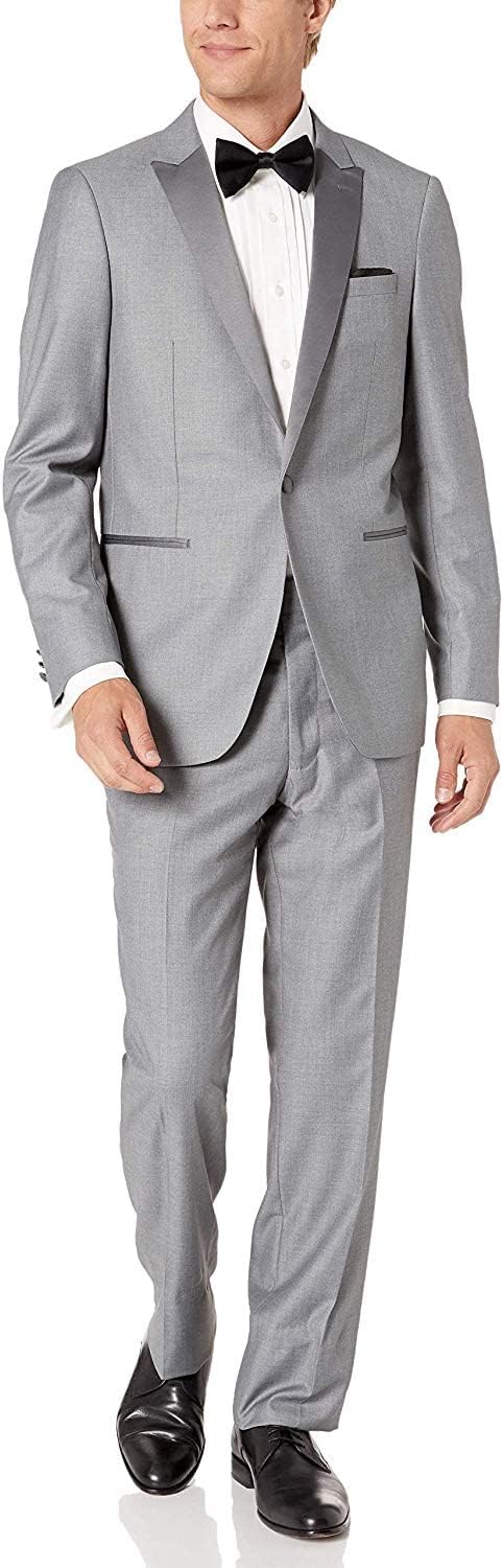 LONDON FOG Men's Peak Lapel & Shawl Collar Regular Fit Two Piece Tuxedo Suit