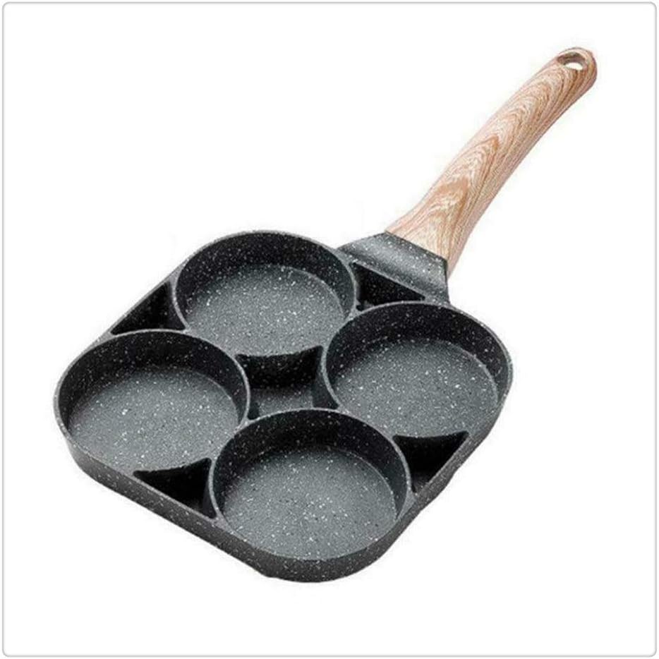 4-Hole Omelet Pan for Burger Eggs Ham Pancake Maker Frying Pans Non-Stick No Oil-Smoke Breakfast Grill Wok Cooking Pot