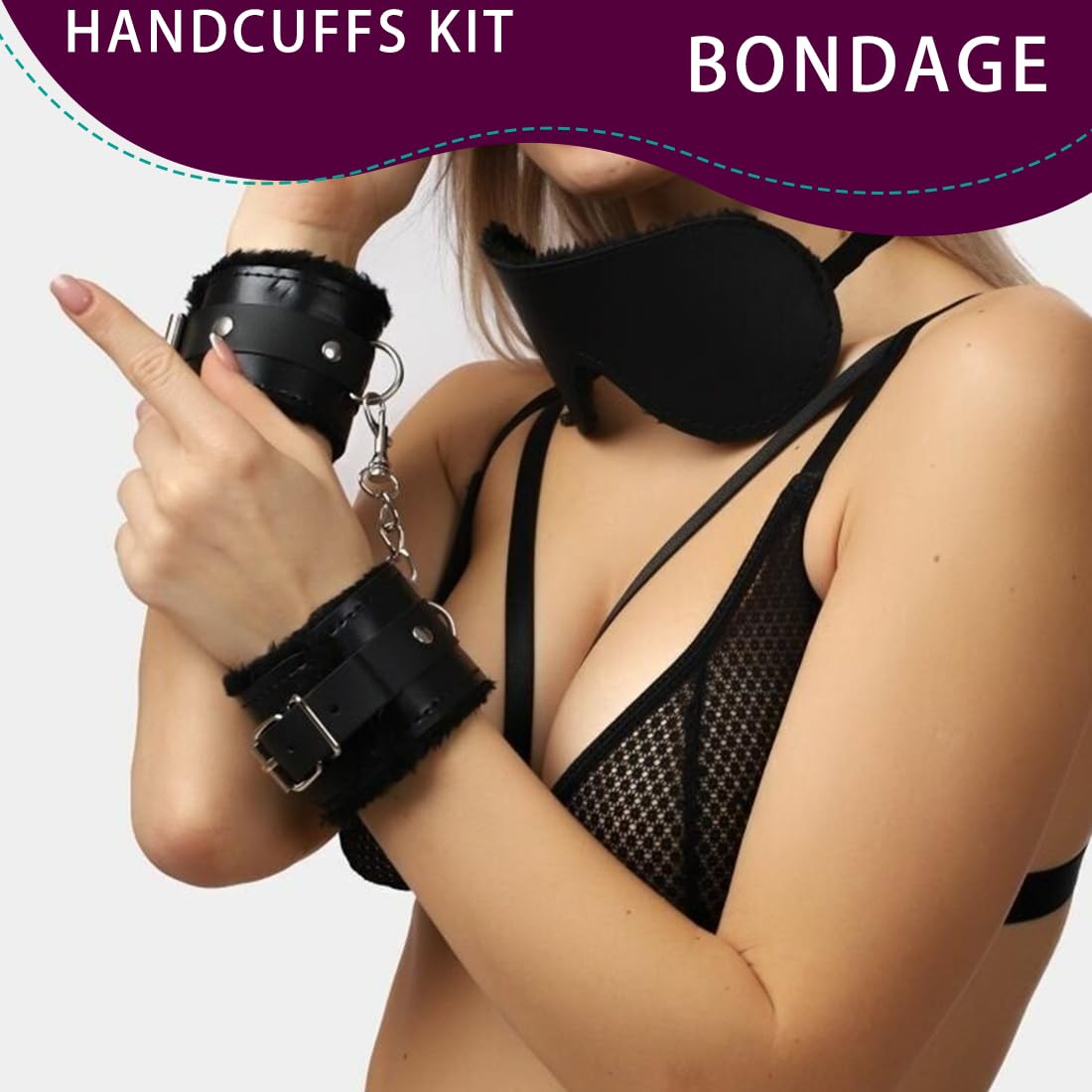 EIHI 1 PCS Esposas para Juegos Sexuales, Cómodas Esposas de Muñeca de Peluche, Pulsera de PU para Juegos de Bondage