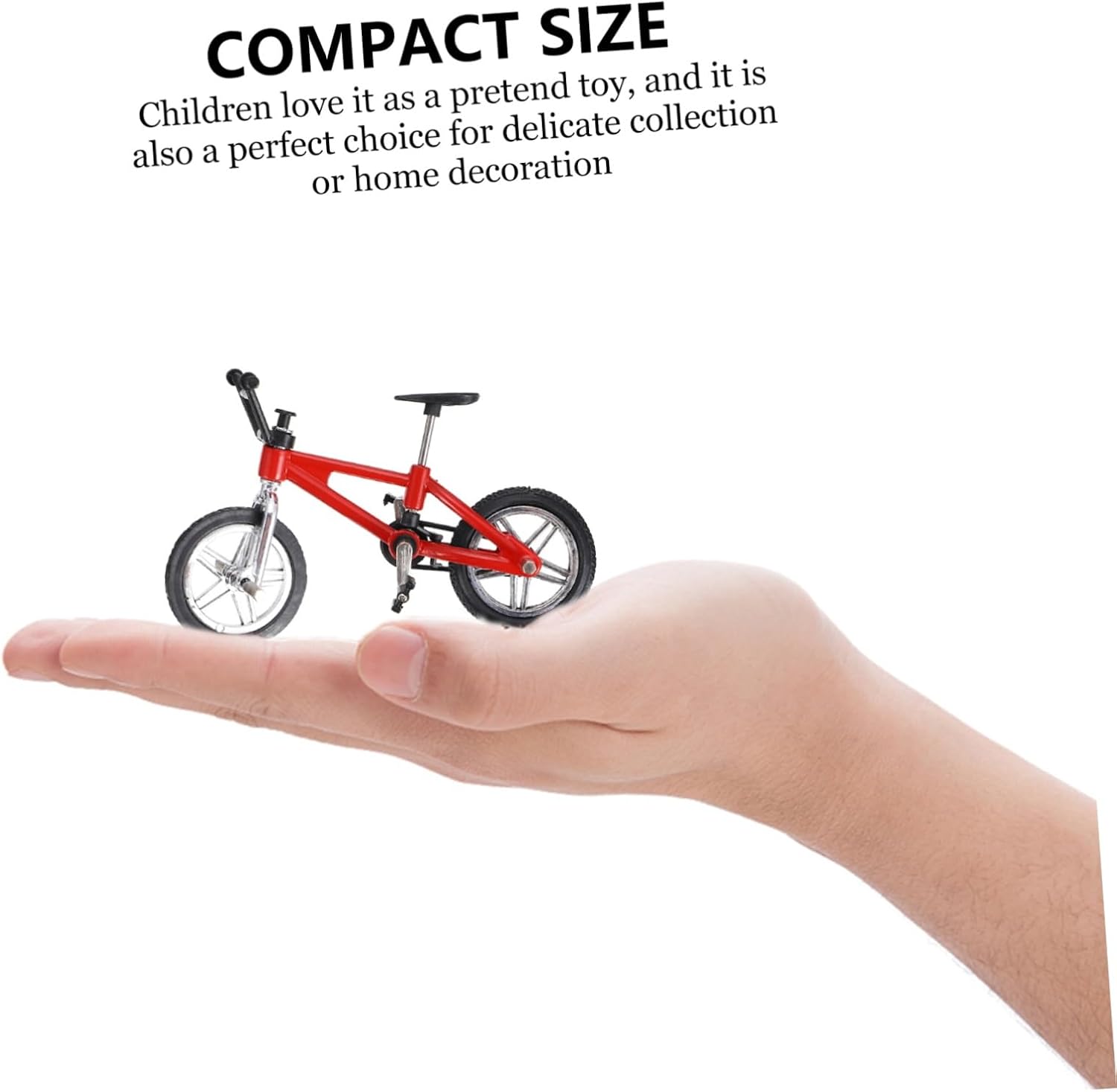 Toyvian Mini Finger Bike Red Aluminium Alloy and Plastic Movable Wheels | Desktop Display, Home Decoration, Pretend Play, Wear-Resistant Finish, Children, Boys and Girls, Collectable Style