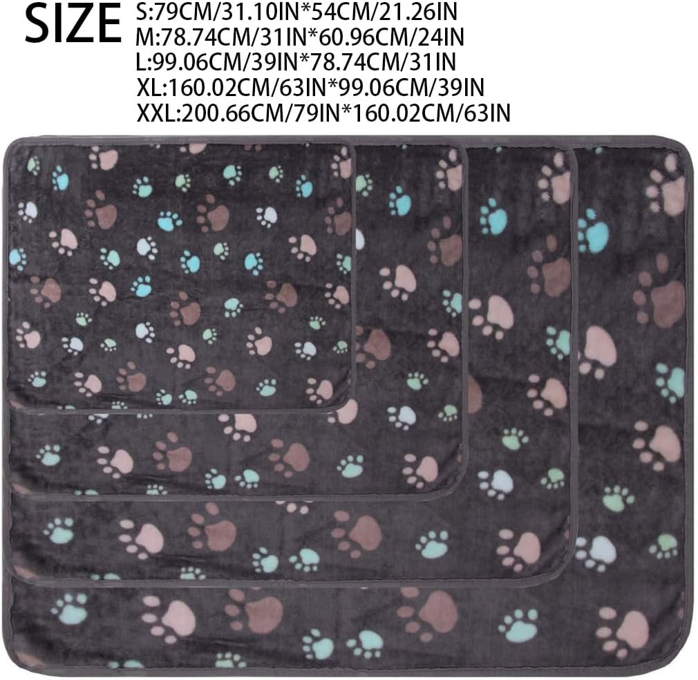 Pet Blanket, Dog Blanket Paw Print Pet Dog Blanket Cats Throw Reusable Coral Velvet Blanket for Large Medium Small Dog Kennel Cushion, Blue Elephant,L
