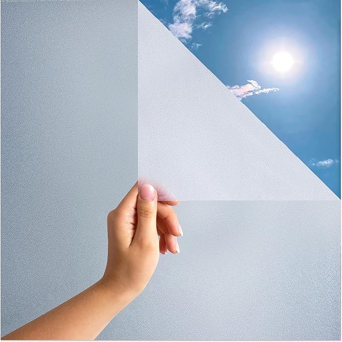 Image of Window Sticker - Privacy Blur Effect Decorative 2 Way Privacy Cover Glass Film | Self Static Cling /UV Sun-Control Window Decals Glass Sticker Frosted PVC Sheet || (31 x 200 Cm, 6.67 ft)