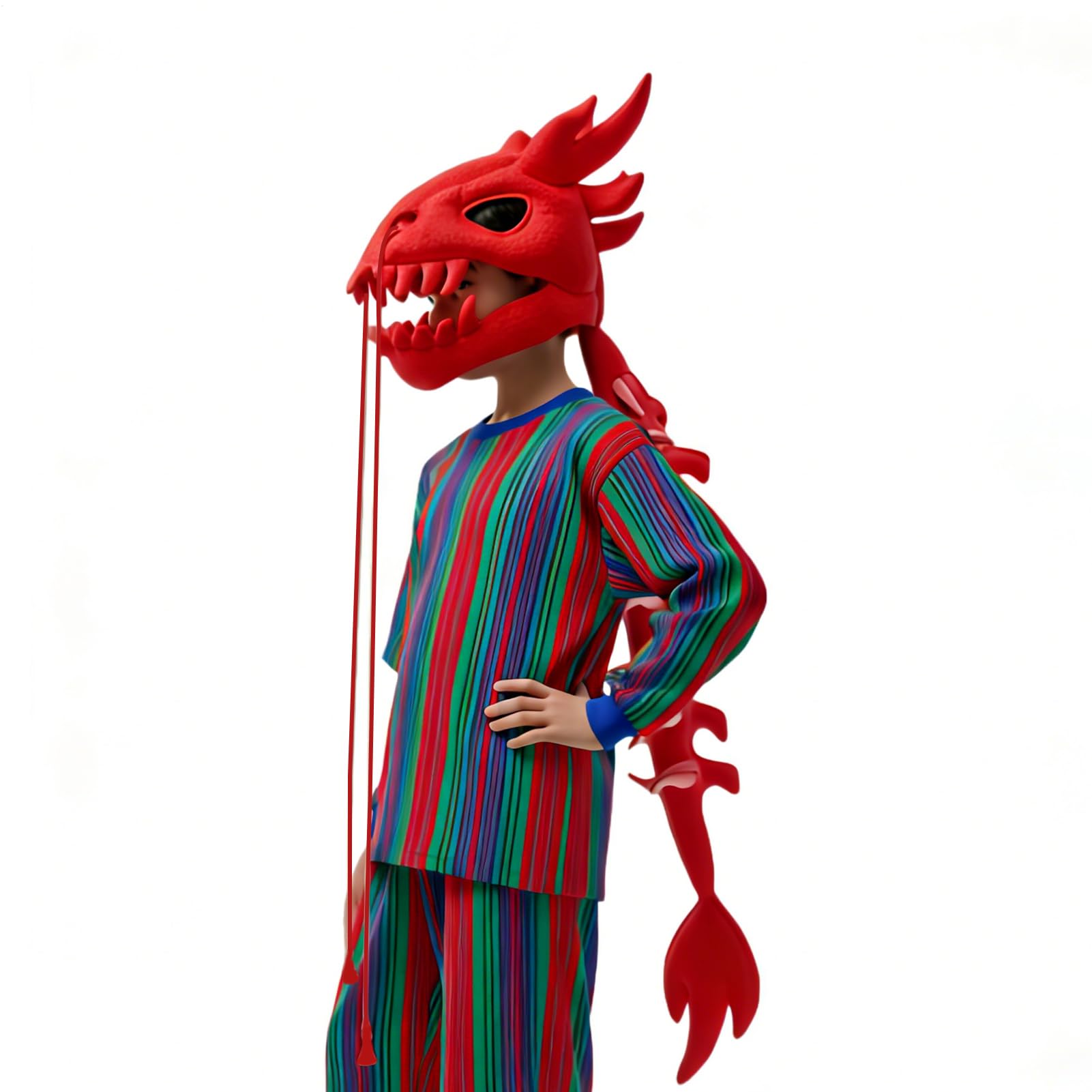 Genérico Kostium Dinozaura Dla Dzieci - Nakrycie Głowy 3D Czaszki i Kręgosłupa, Realistyczny Szkielet Dinozaura Kostium Dla Dorosłych - Na Halloween Imprezy i Eventy