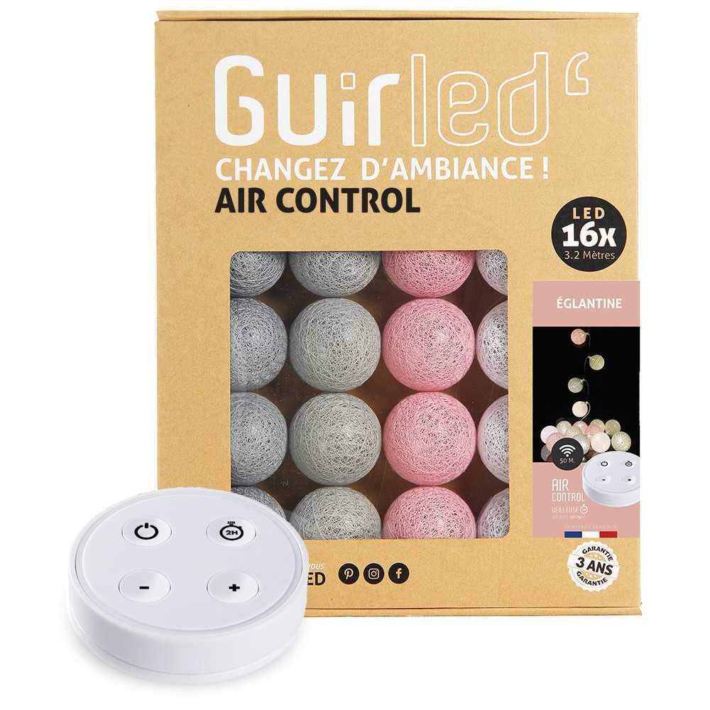 GuirLED - LED Baumwollkugeln Lichterkette USB - Drahtlose Fernbedienung - Baby Nachtlicht 2h - Dual USB 2A Netzteil enthalten - 4 Intensitäten – 16 Kugeln 1.6m - Églantine