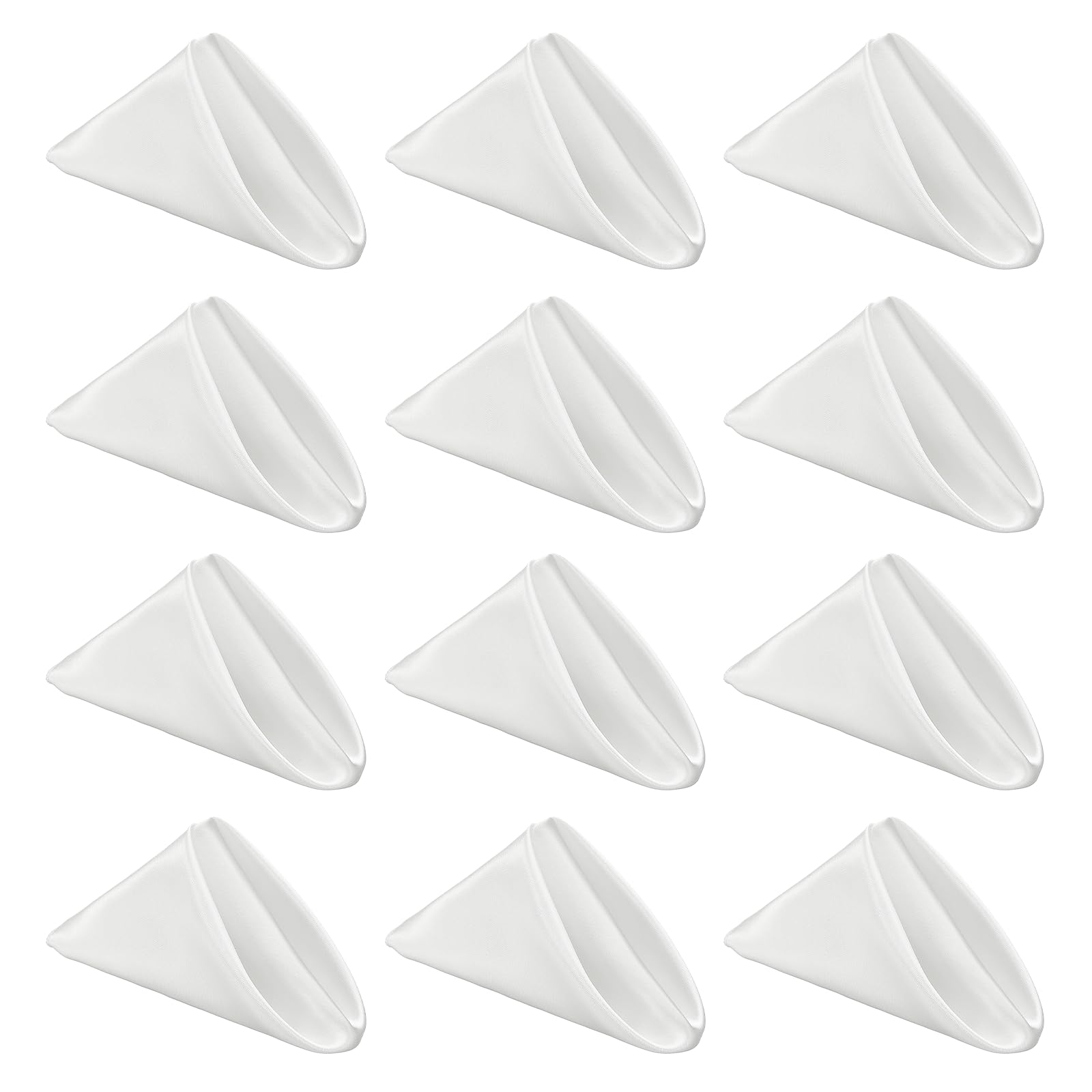 sourcing map 12 Pcs White Satin Napkins, 12x12 Inch Dinner Napkins Cloth Washable Polyester Soft Square Table Decoration for Restaurant Parties Wedding Dining Banquet Event