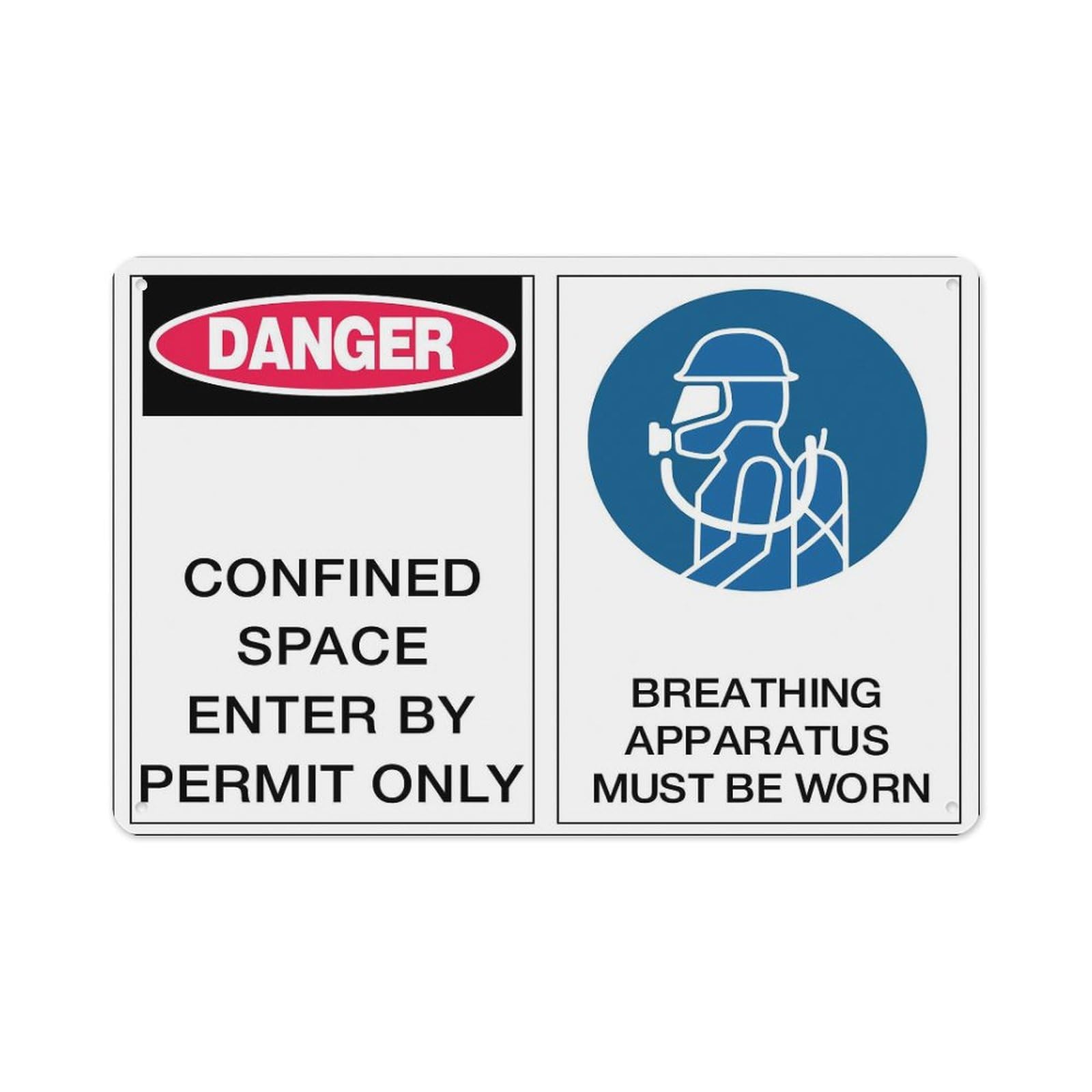 Peiyeety A09 Danger Confined Space Enter By Permit Only Breathing Apparatus Sign Aluminum Tin Warning Signs For Home Outdoor Garden 12X16 Inches