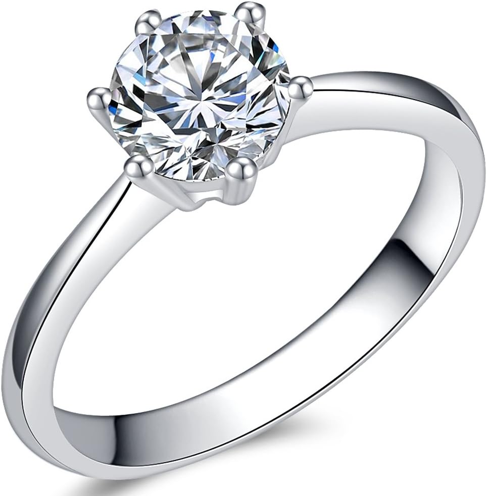 1.0 Carat Classical Stainless Steel Solitaire Engagement Ring