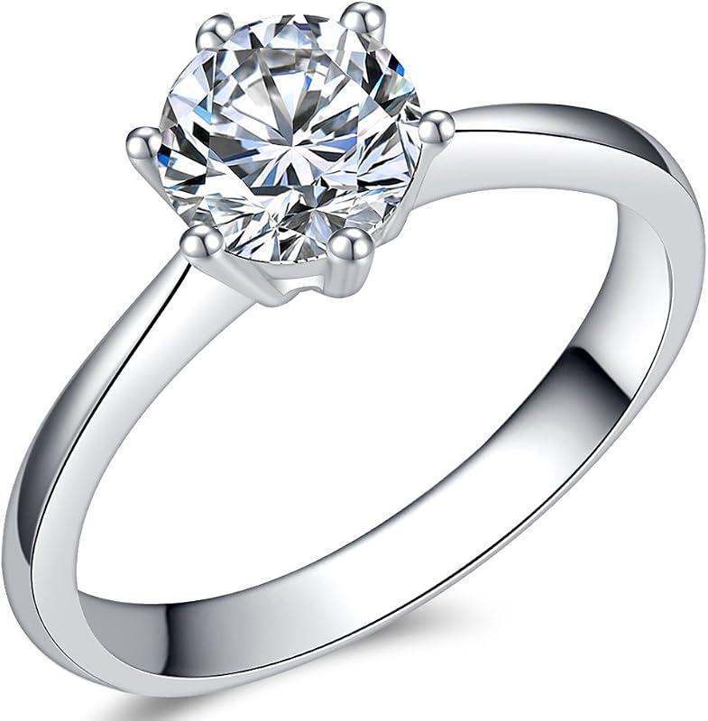 Jewelers Size 3-13 1.0 Carat Classical Stainless Steel Solitaire Wedding Engagement Proposal Statement Ring