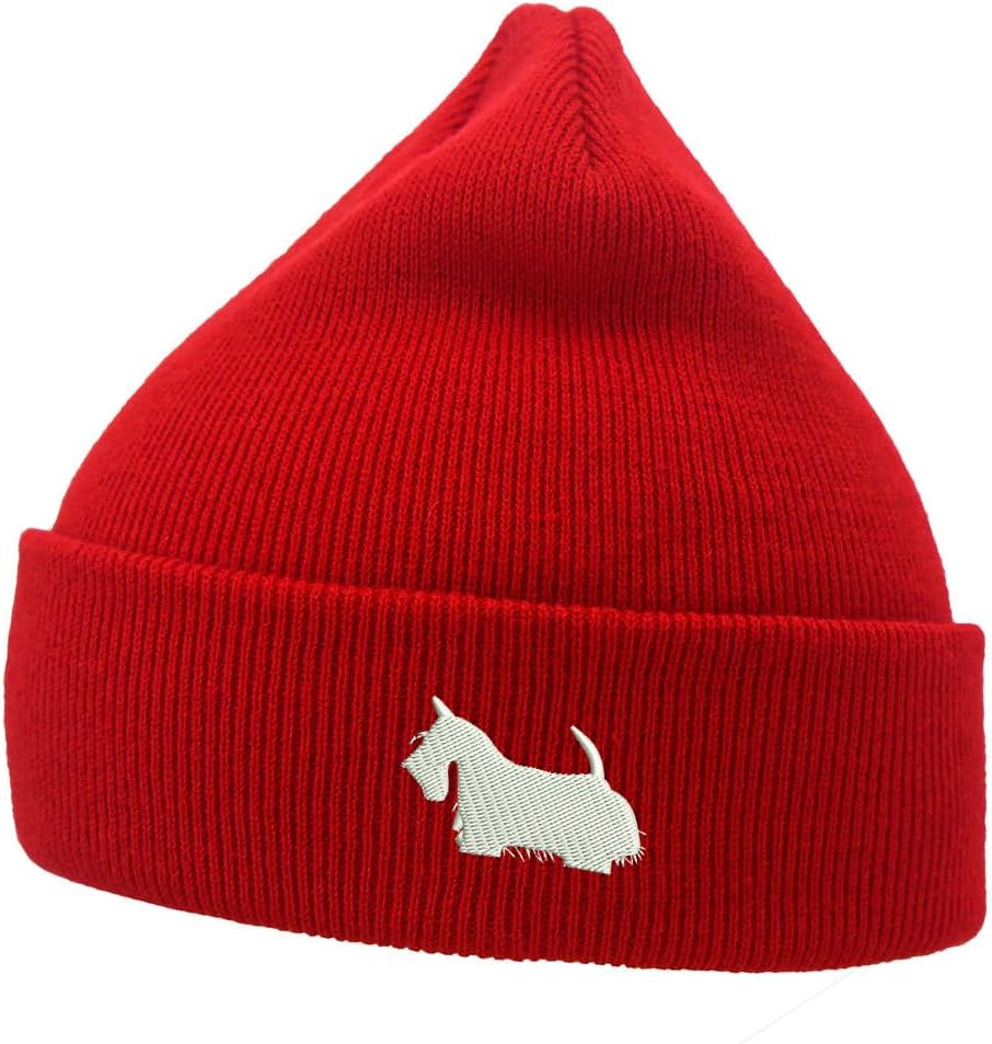 Mens Beanie Knit Hats Scottish Terrier Embroidered Unisex Casual Beanies Hats for Winter
