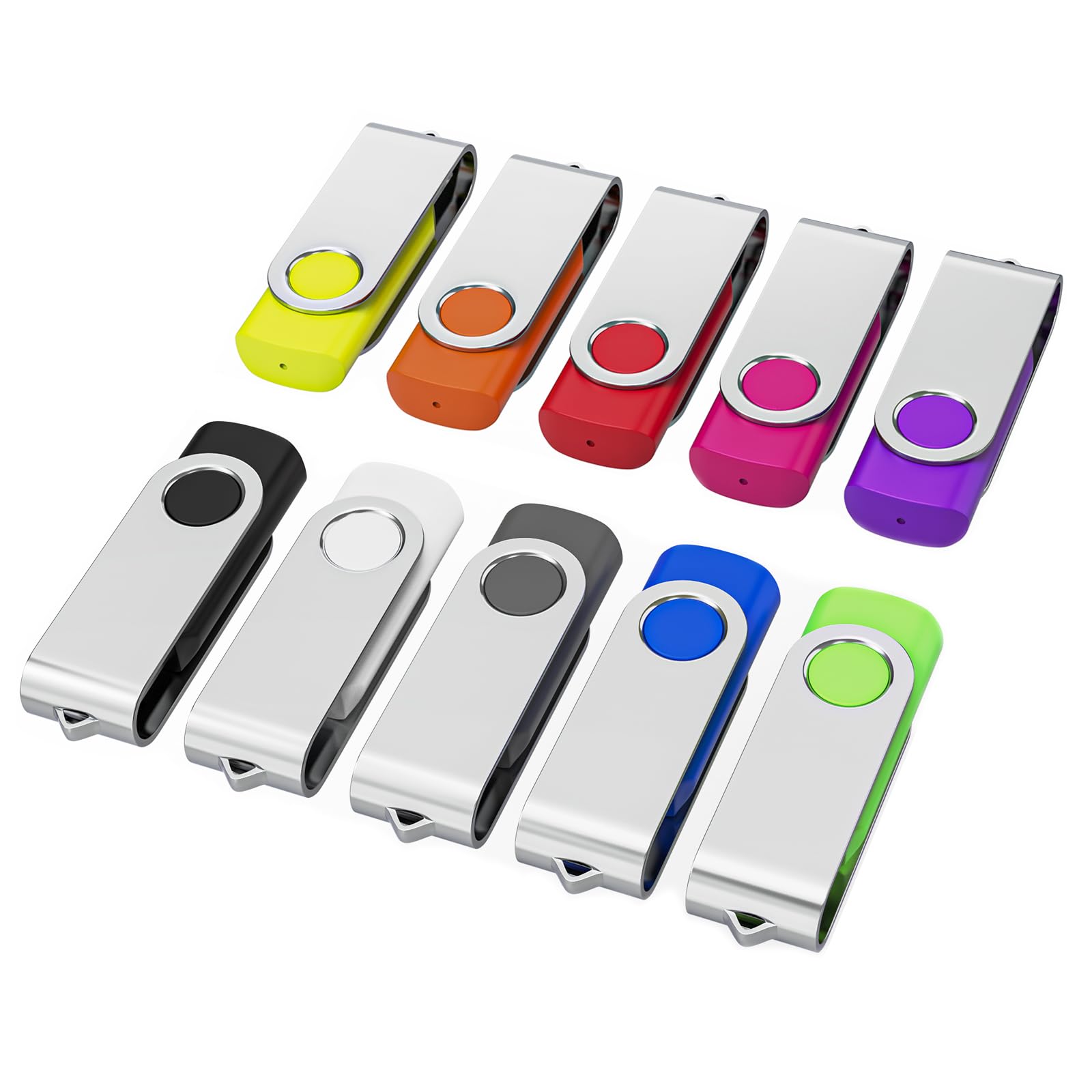 WOOOLKEN 10 Pezzi 2G Chiavetta Usb con portachiavi,Pen Drive 2G USB 2.0 Unità Memoria Flash Thumb Drive per Archiviazione (Colori misti)