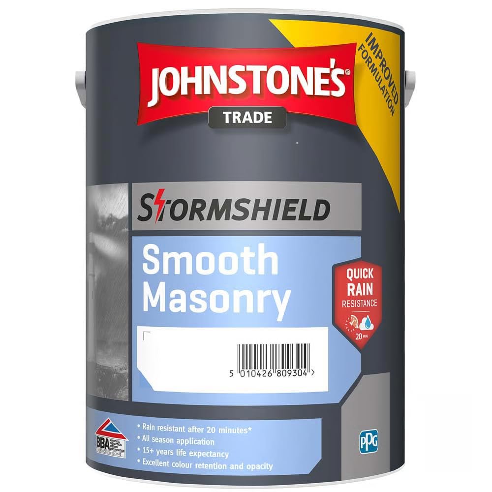 Johnstone's Trade Unisex Pure Brilliant White Stormshield Smooth Masonry (Pb White)-5 L