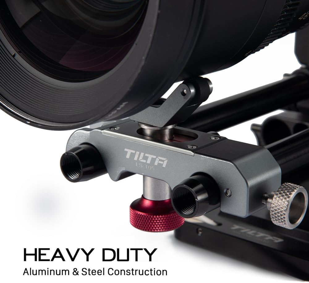 Tilta 15mm LWS Lens Support Pro | Mounts to Any 15mm LWS Rod System | Compatible with Most Lenses | Adjustable Tension Knob | Heavy Duty