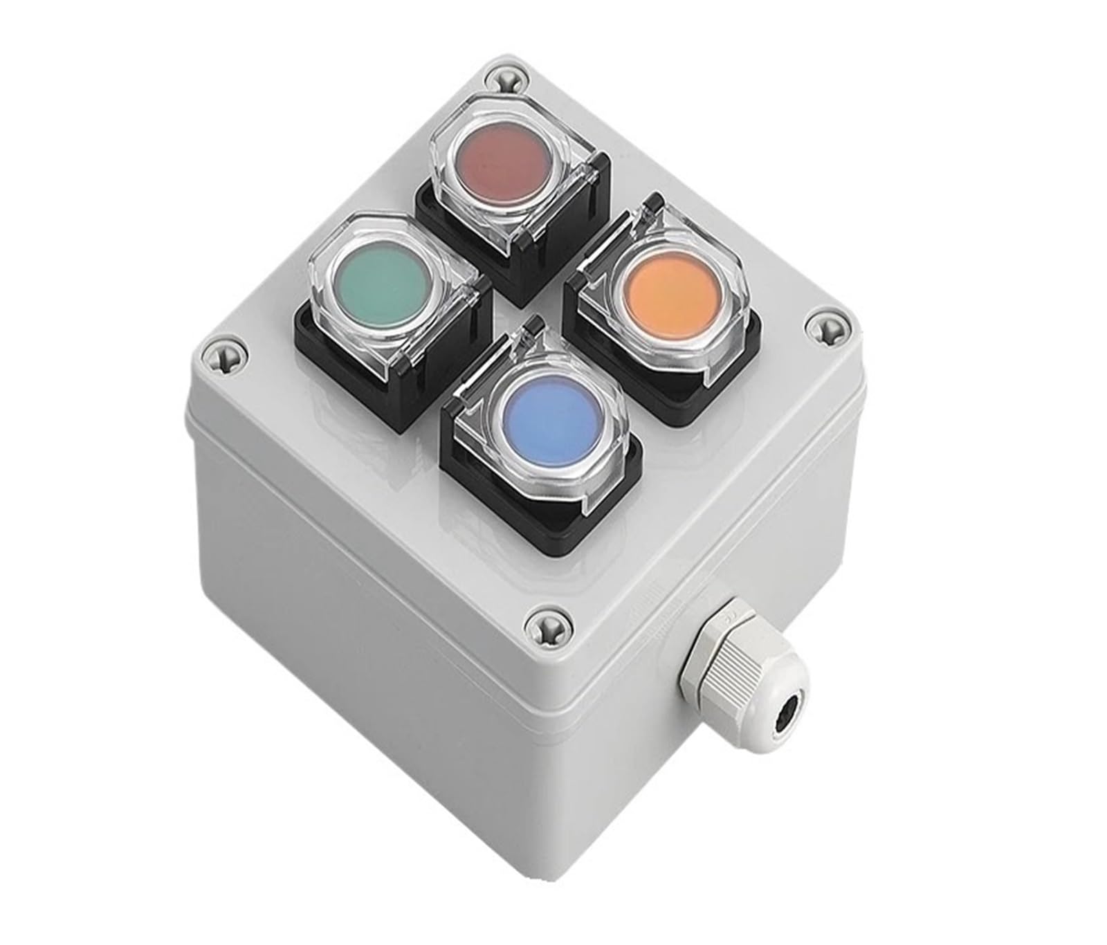 Bouton fléché et boîtier de commande étanche pour sécuriser un démarrage automatique