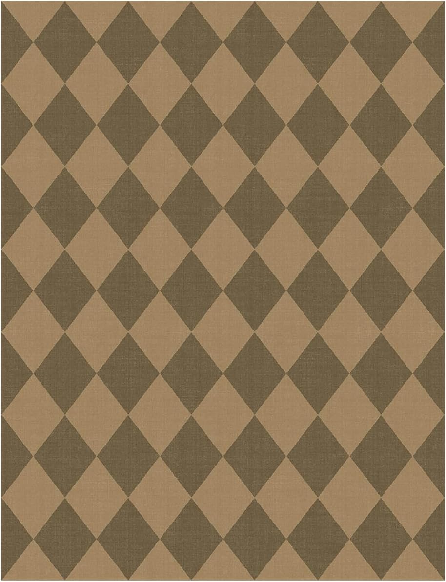 Lessymo Checkered Area Rugs 5x7 for Living Room, Washable Easy Jute Rug for Outdoor Patio Backyard Dining Room Bedroom, Non Slip Farmhouse Natural Indoor Outdoor Carpet, Diamond Brown/Beige