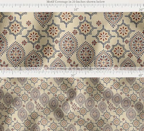 Tissu taffetas imperméable résistant aux UV imprimé ivoire pour coussin