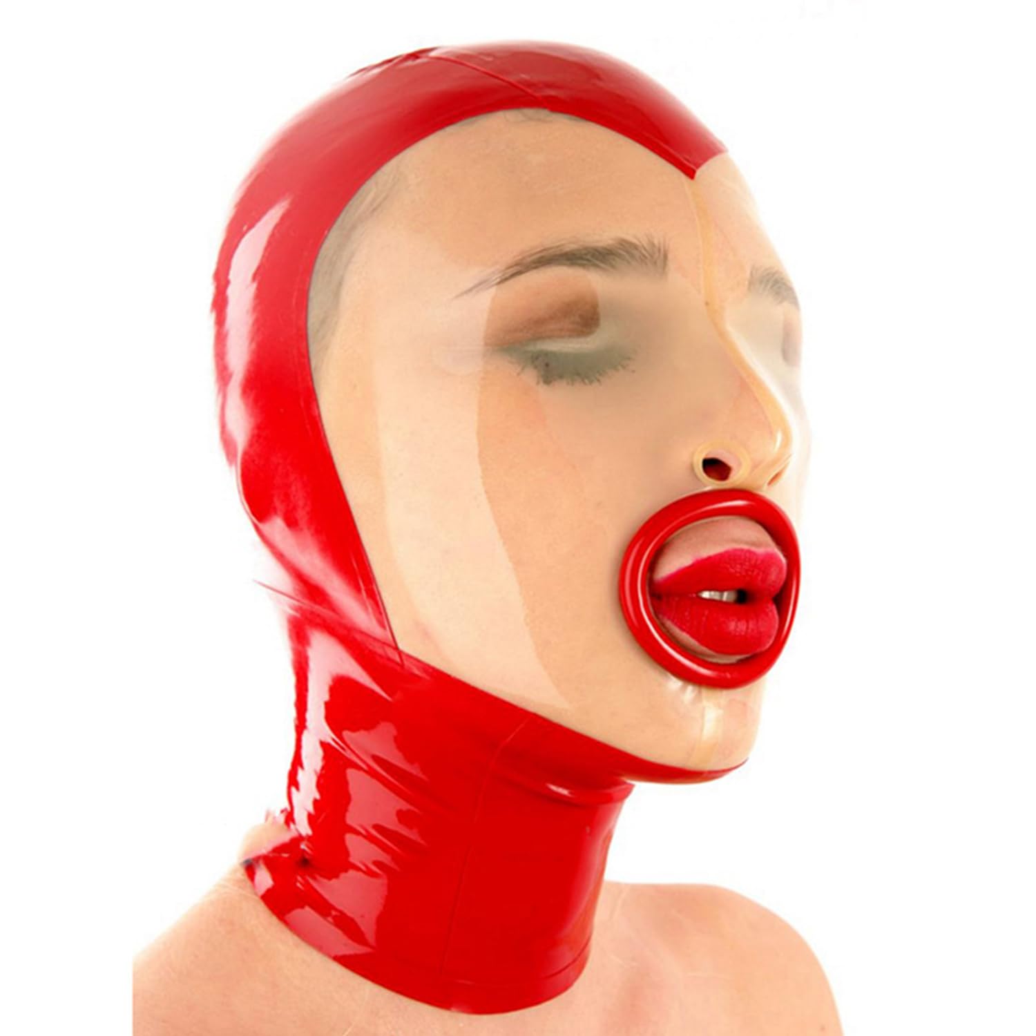 Máscara de cabeza de látex ideal para fiestas con apertura de boca y cremallera