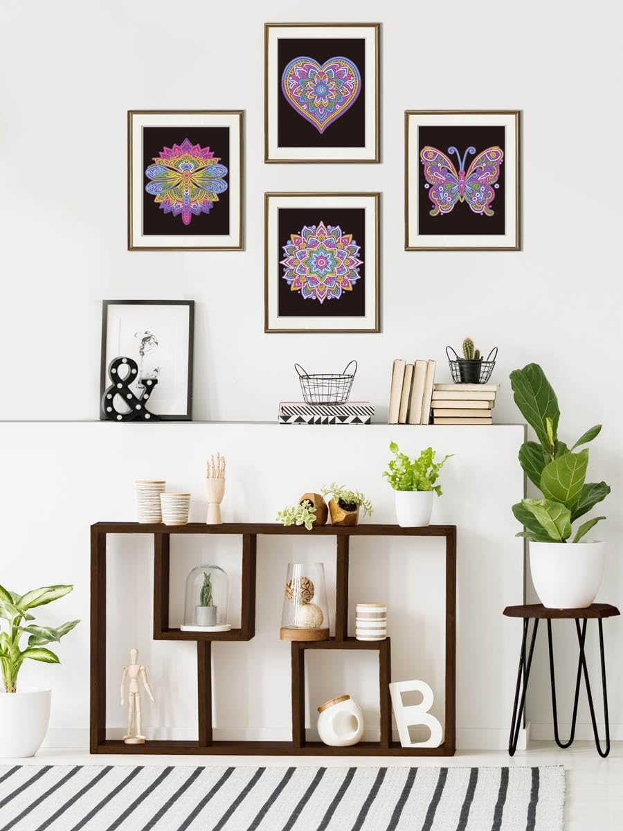 DIAMOND DOTZ Neon Flock Mandalas Diamond Painting Kits for Adults - Colorful Diamond Art Kits a Relaxing Creative Craft Kit with Dotz Gems 10x8