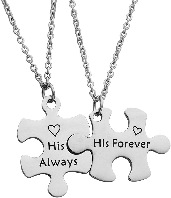 Gay Couple Gift Puzzle Necklace Set 