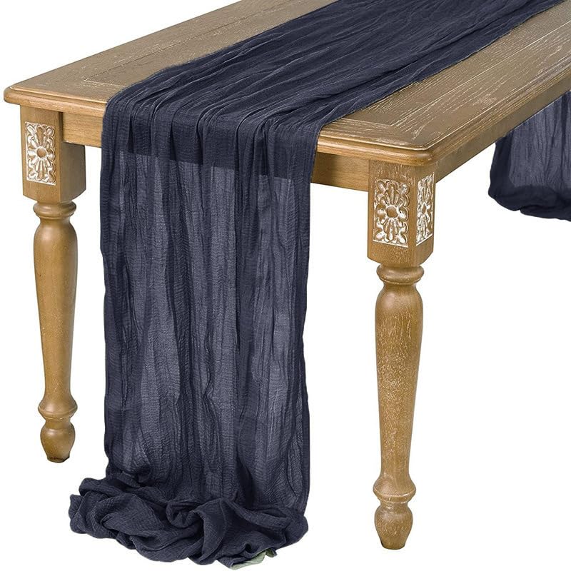Table Runner-90*300cm (35*118inch) Cheesecloth Gauze Table Runner with Wrinkles for Wedding Decor Draping Gauze Event Centerpiece Runner