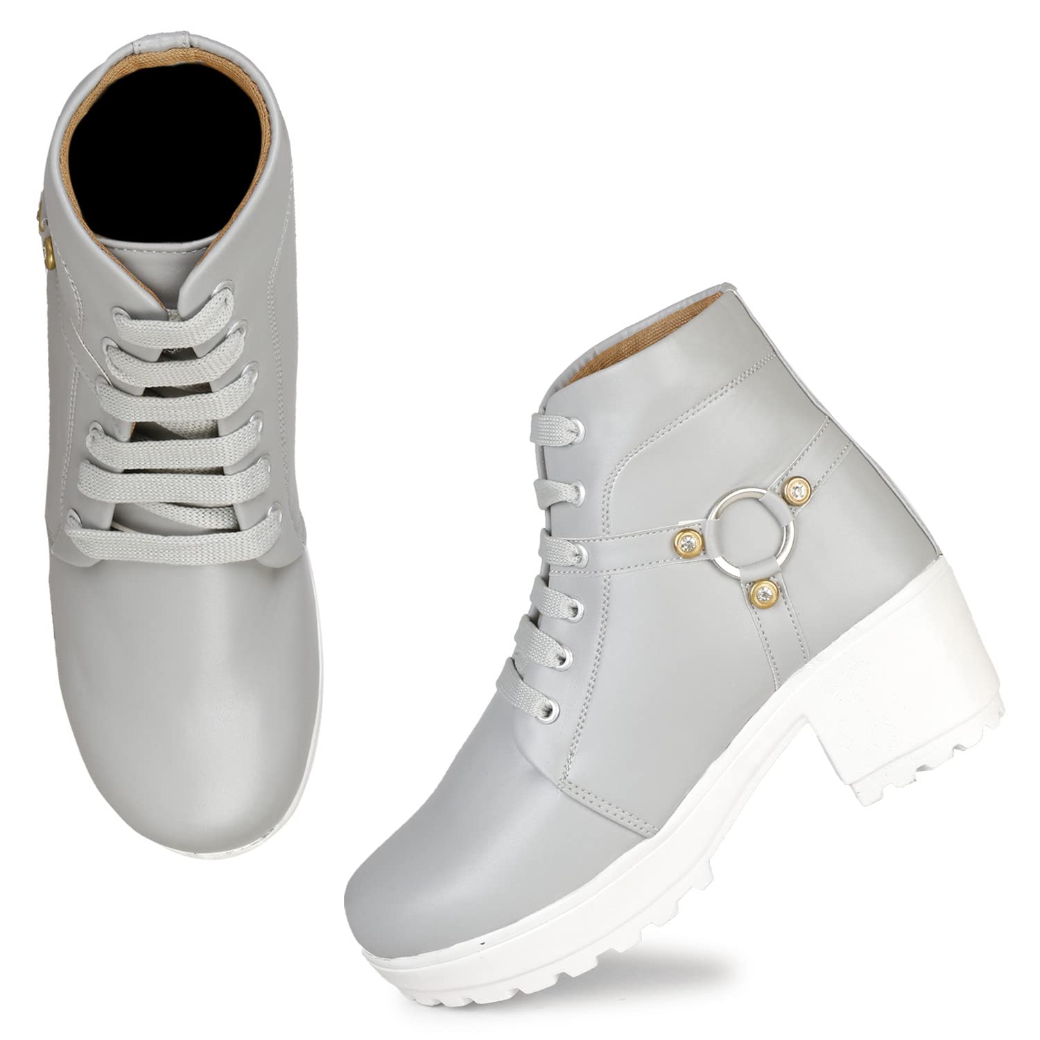 HimQuen Womens mid Heel Ankle Boots - Grey (Size 6) (B0B51NYLRG) Amazon Price History, Amazon Price Tracker