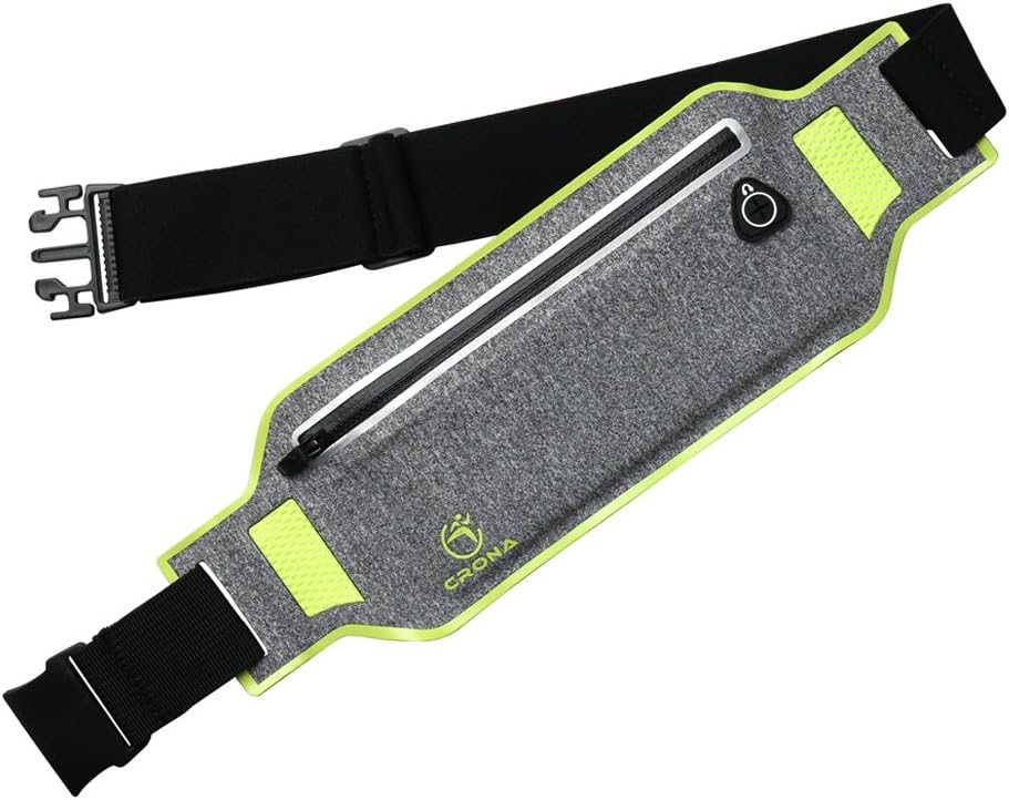 Running Belt CRONA UltraSlim [Breathable Linen&Waterproof Lycra] Fanny Pack Reflective Strip + Speaker Hole Workout Waist Bag for iPhone 7/7P/6/6S/6P/5/5S/4/4S/SE, Galaxy S6 S7 Edge, LG G5 etc(up to 5.5)
