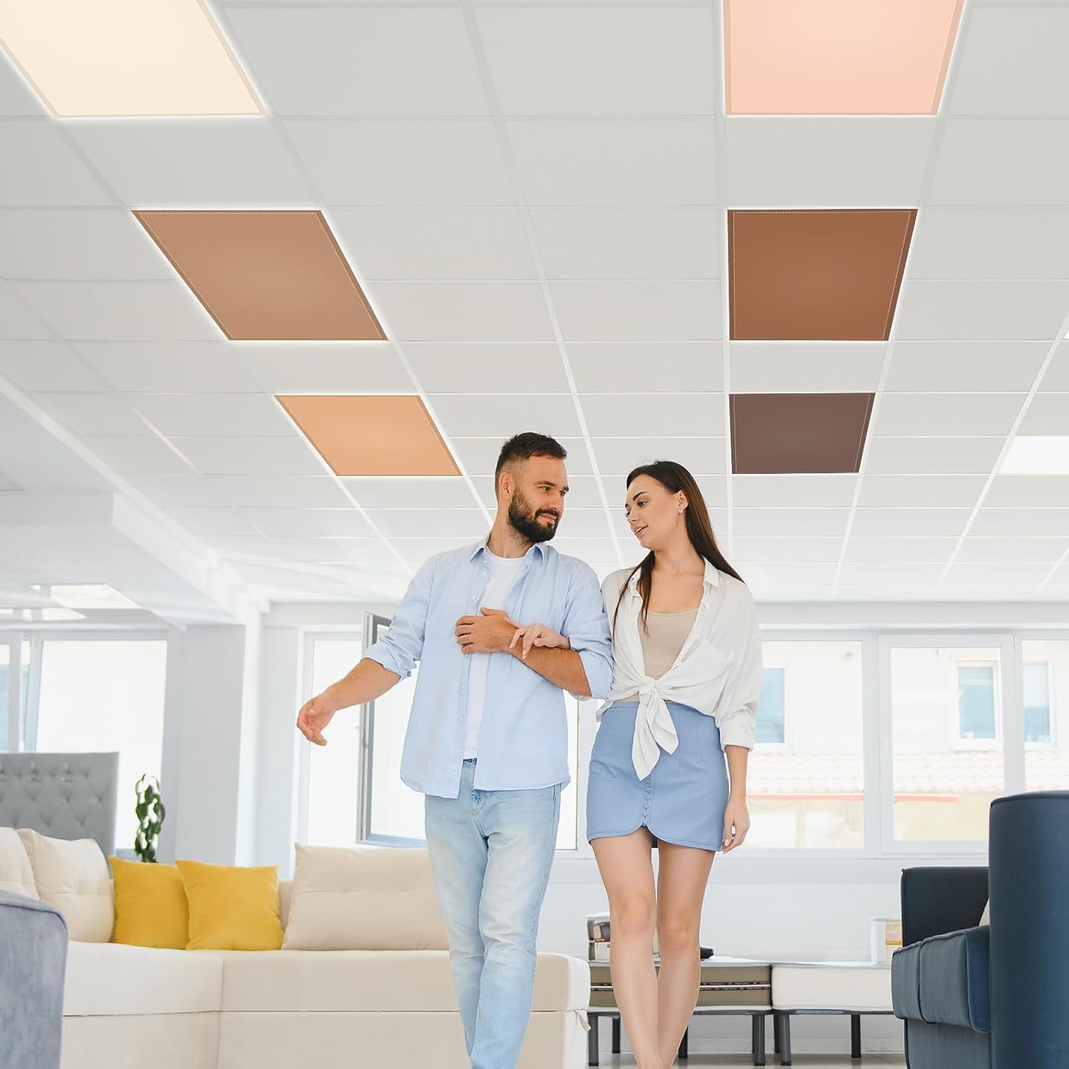 QOUBAI 6PCS Fluorescent Light Covers, 4x2 Feet Magnetic Light Cover Fluorescent Lights Shade Panel Positive Inspirational Ceiling Lights Filters for Office Classroom Home Drop Ceiling Brown