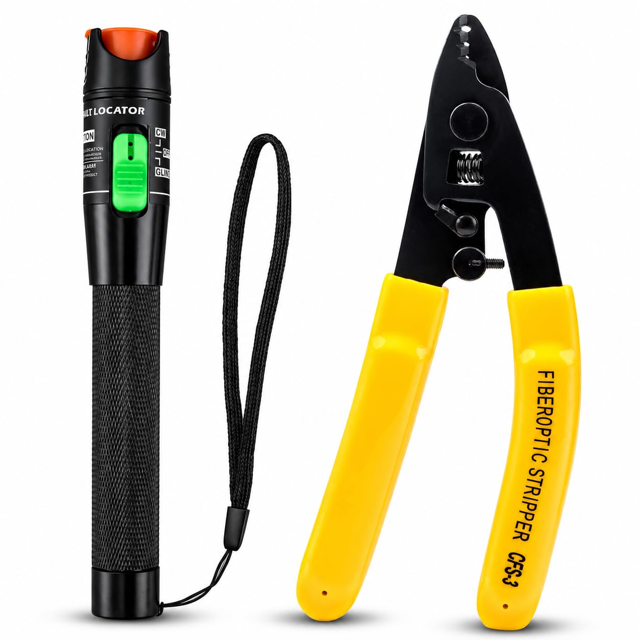 Techtest Visual Fault Locator 30mw Vfl Laser Optical Fiber 30km Laser Light Fiber Optic Tester with Stripper 3 Hole Optical Fiber Stripper Wire Cutter-image-18
