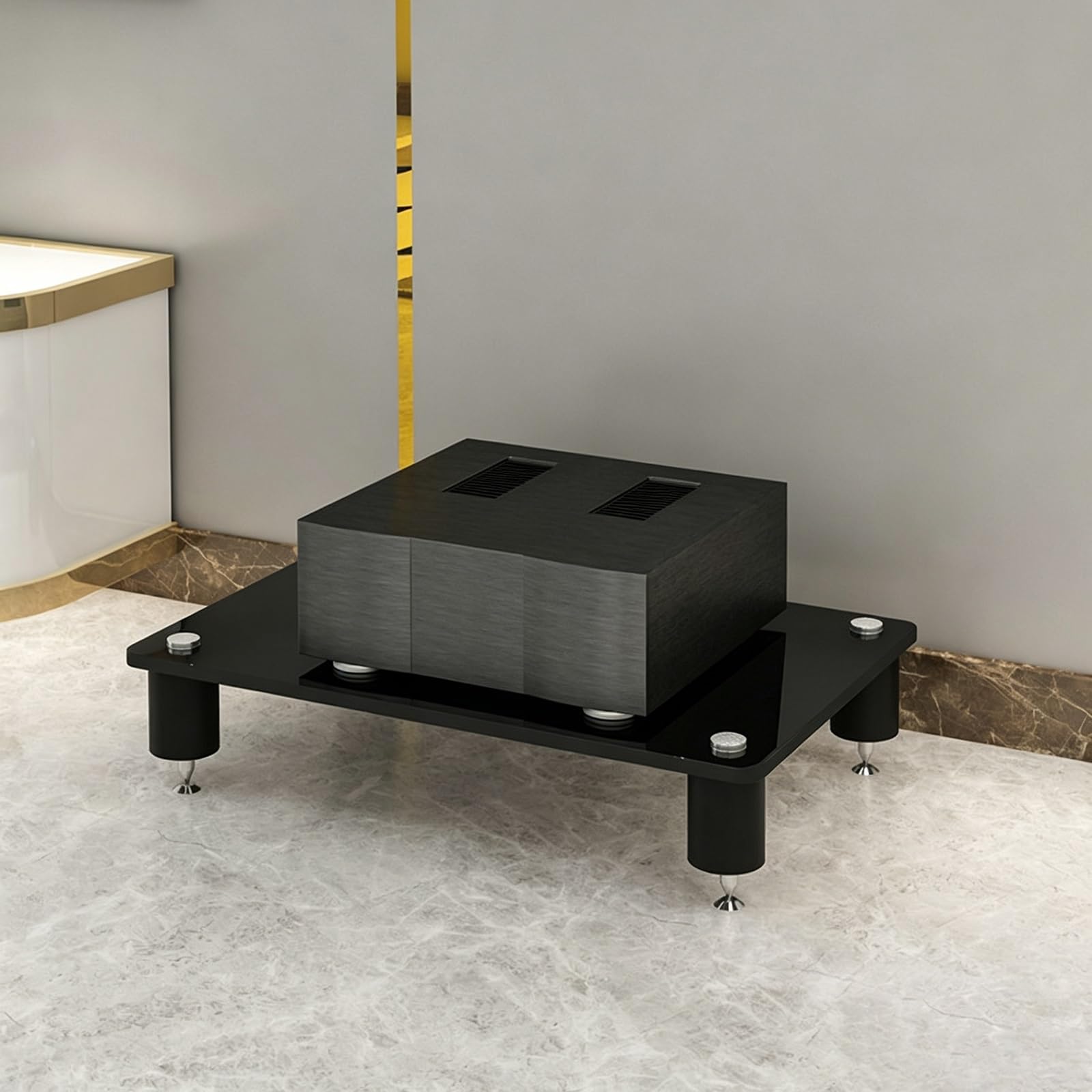 1-4 Ebenen HiFi Rack aus gehärtetem Glas, Antivibrations-Stand