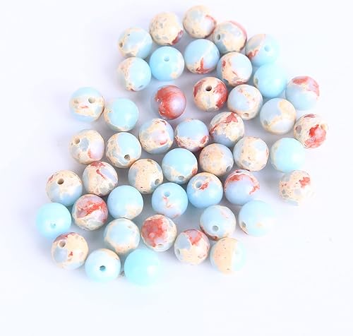 Miniatura 127 de Cuentas de jaspe imperial bicolor, 67 piezas de cuentas de piedra de 0.236 pulgadas (0.236 in), piedras preciosas sueltas, tamaño de agujero