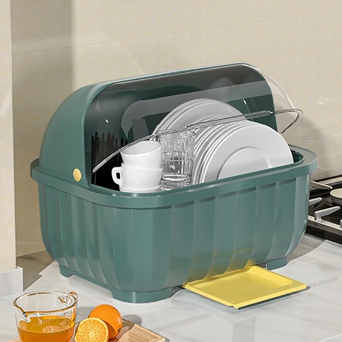 Plastic Dish Drying Box, Bowl Drying Rack, Transparent Flip