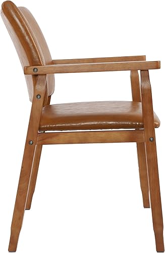 Miniatura 18 de NOBPEINT Mid-Century - Silla auxiliar de comedor con asiento de piel sintética en color negro, sillón en nogal, juego de 2 Negro