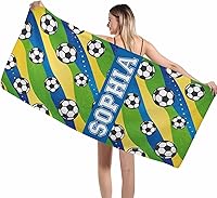 Vista 38 de Interestprint Toalla de playa personalizada con logotipo de secado rápido para él y ella, toalla de playa personalizada con texto blanco y morado