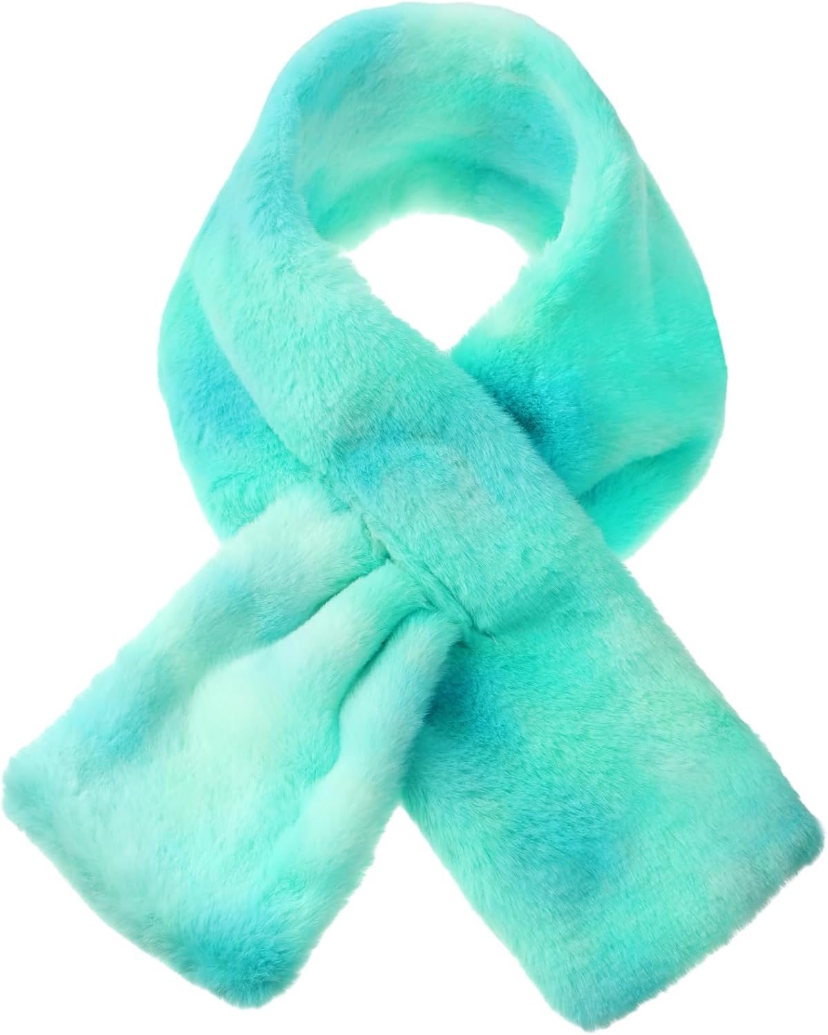 Coume Kids Scarf for Girls Boy Rainbow Toddler Winter Scarf Neck Warmer Gradient Cross Tie Fluffy Collar for Valentines Gifts