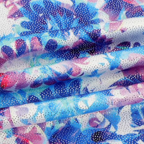 Image of EQSJIU Gymnastics Leotards for Girls Kids Rainbow Mosaic Mermaid Butterfly Stars Leopard Galaxy Tie Dye Cosmos Leopard
