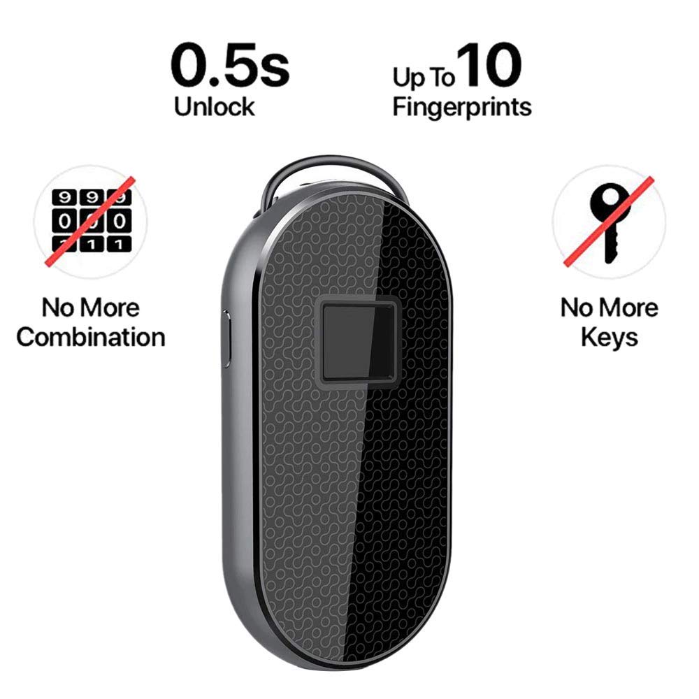 Lucchetto Keyless Smart Fingerprint Lock Lucchetto Sicurezza Cavo antifurto in Acciaio per Zaino Valigia Bagagli Ufficio Bici