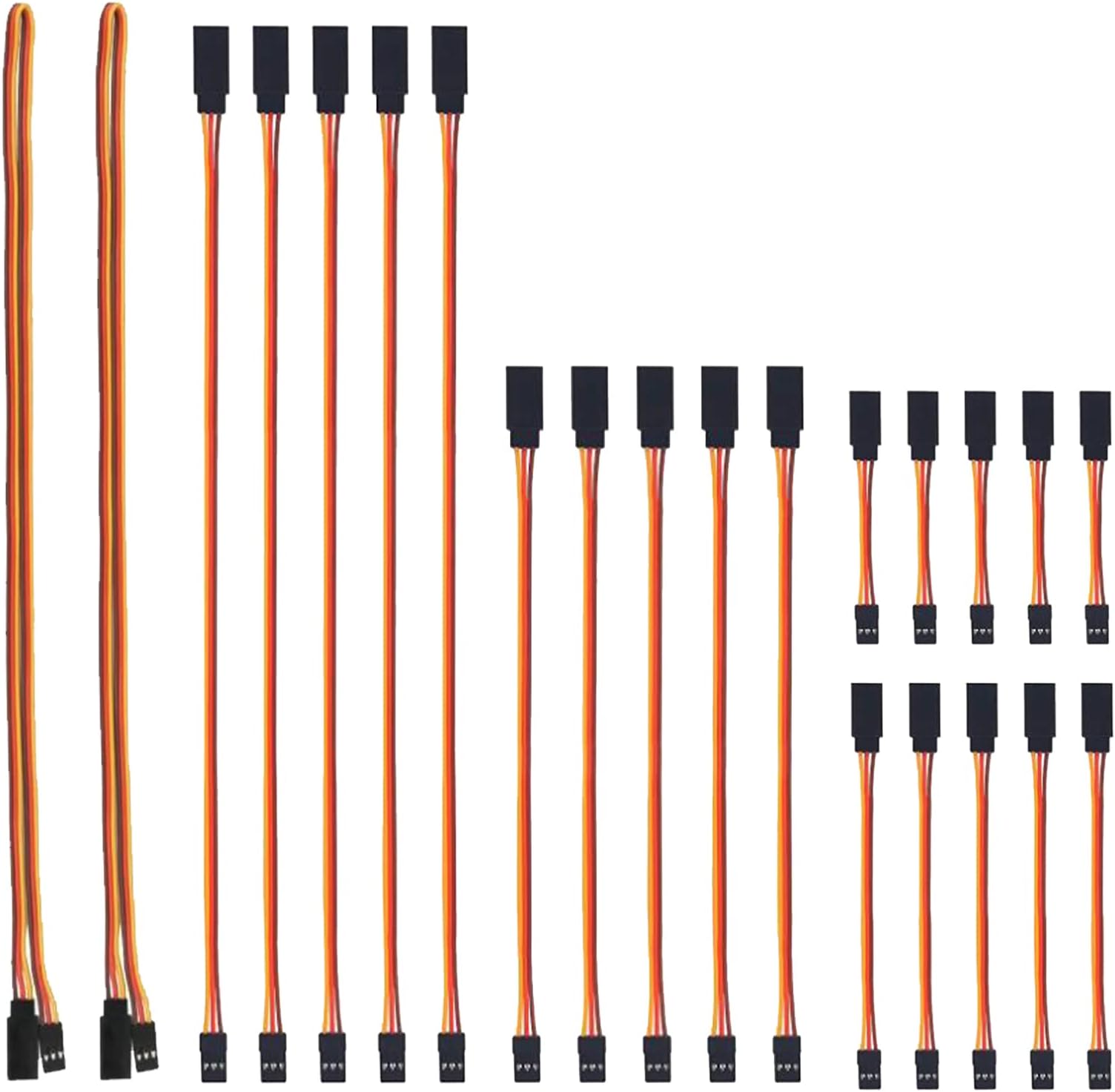 22pcs 3Pin Servo Extension Cable Cord Male to Female Wire Connectors 5 Types for Servo Extension Connection Control Board Remote Control Parts