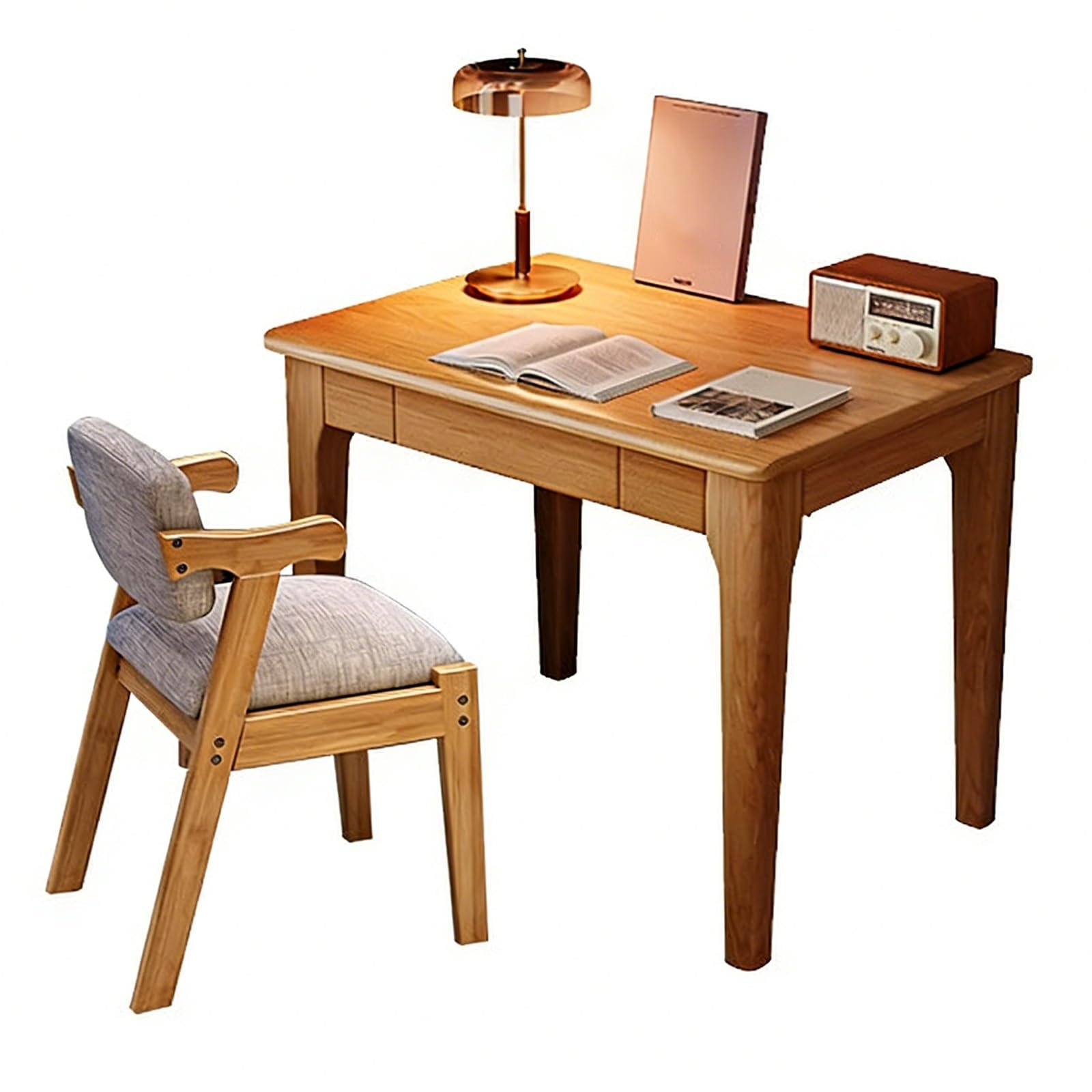 Bureau minimaliste en bois noble et sa chaise assortie, l'excellence du design compact