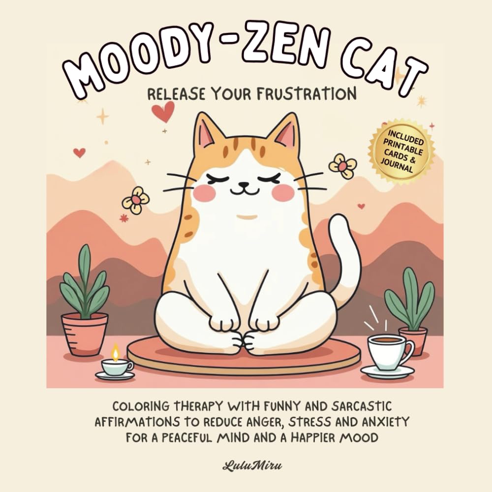 Moody-Zen Cat Release Your Frustration: Coloring Therapy with Funny and Sarcastic Affirmations to Reduce Anger, Stress and Anxiety for a Peaceful Mind ... Mood (Easy Coloring Comfort Collection)
