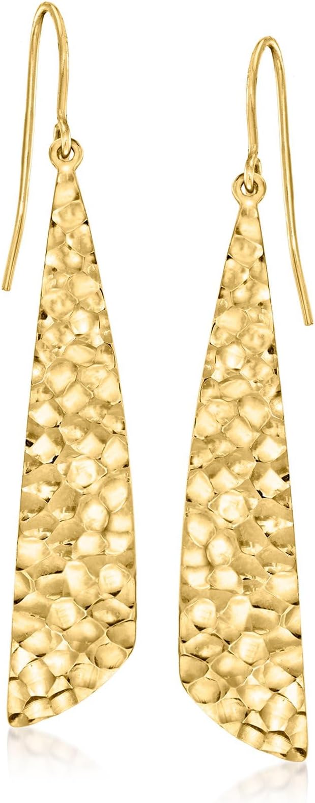 14kt Yellow Gold Hammered Triangular Drop Earrings