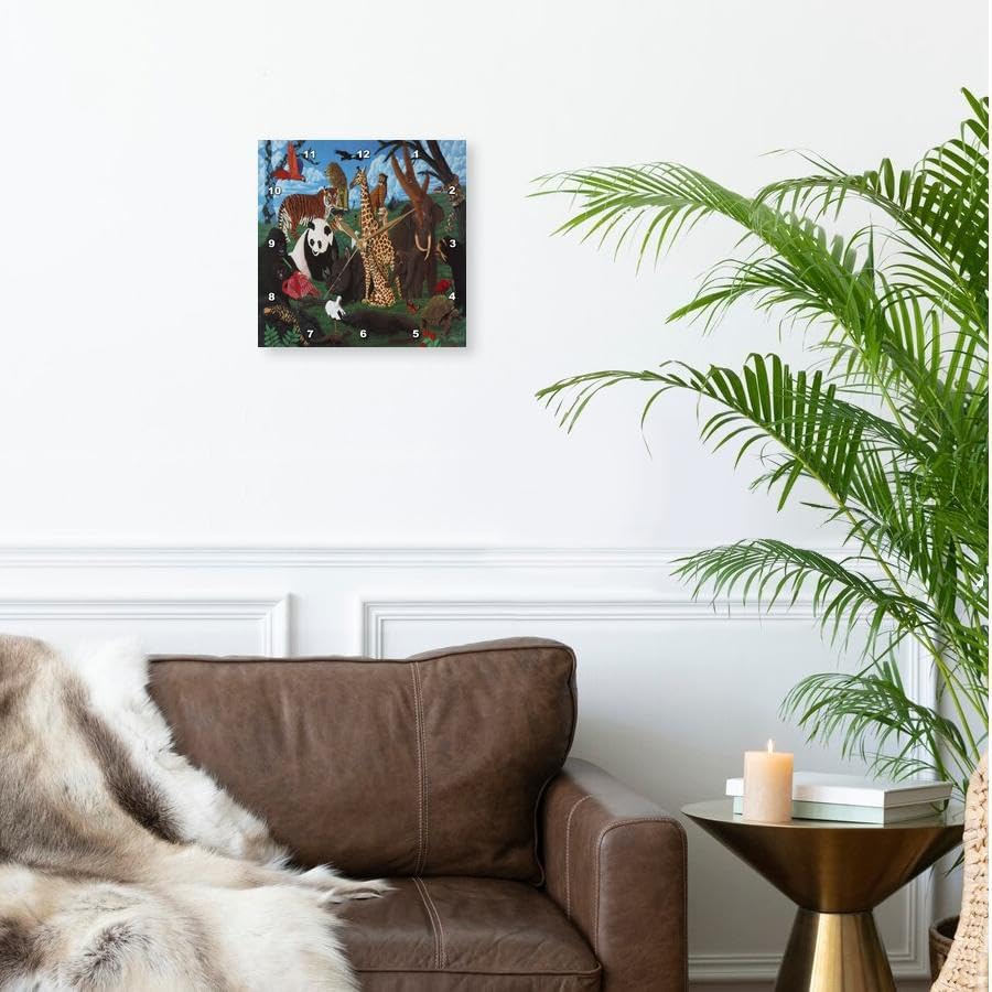Miniatura 2 de Reloj de pared 3dRose LLC Zoo Animales, 10.0 x 10.0in