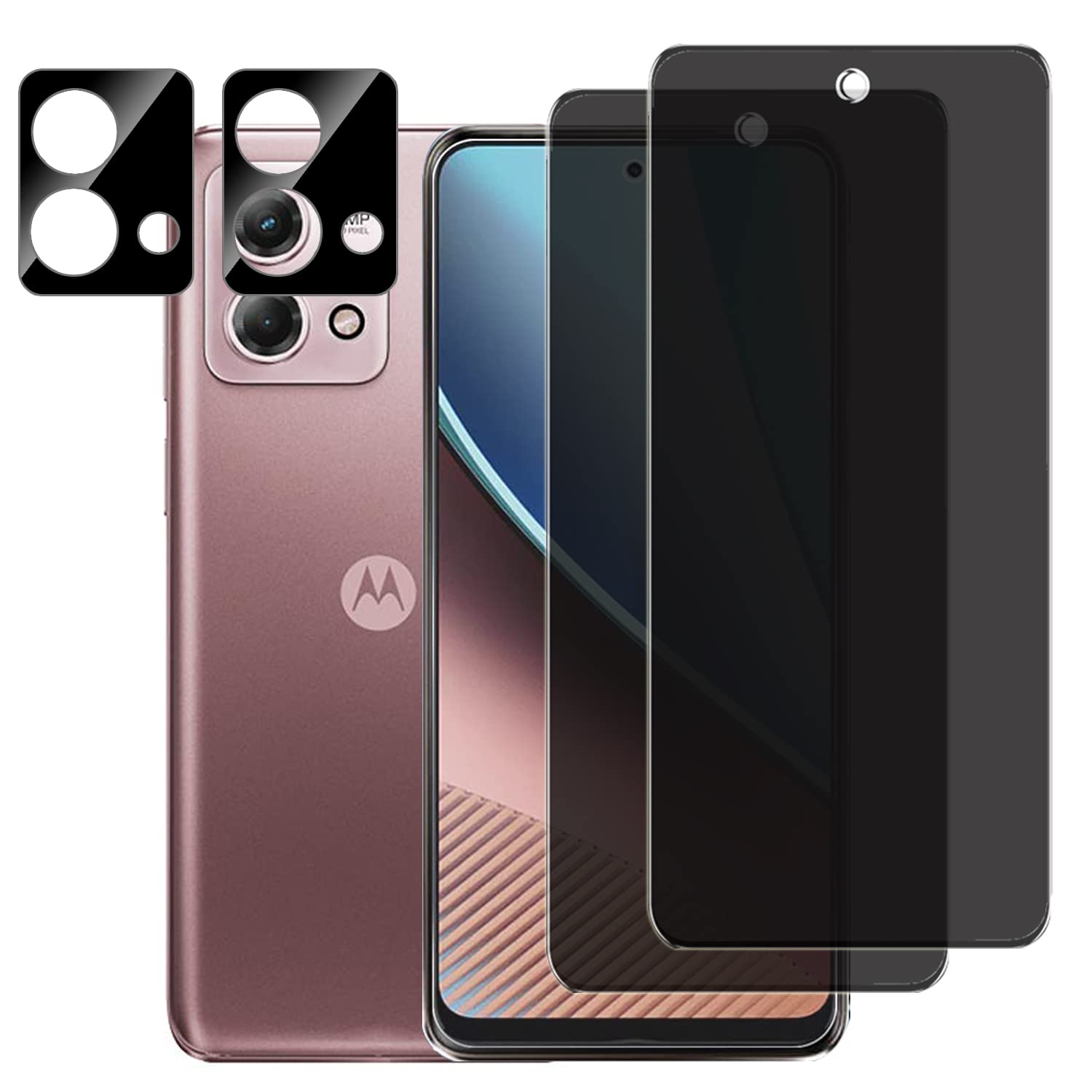 GLBLAUCK [4 Packs for Moto G Stylus (2023) Privacy Screen Protector [2 Packs] + Camera Lens Protector [2 Packs], Anti-Spy 9H Hardness Anti-Scratch Tempered Glass for Motorola Moto G Stylus 5G 2023